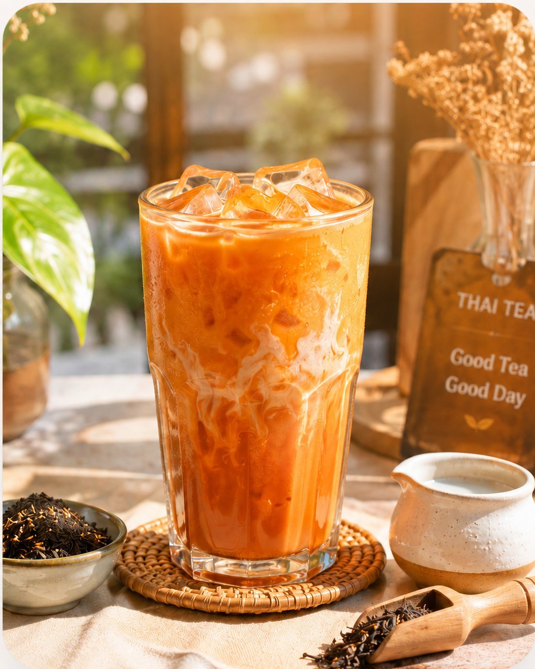 La Moon Thai tea poured over ice