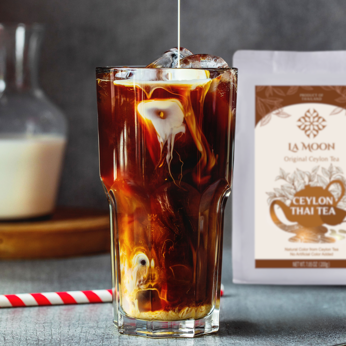 La Moon Tea – Original Ceylon Thai Tea Premium Blend | 100% Ceylon Black Tea, No Artificial Colors or Additives, Loose Leaf for Milk Tea, Bubble, and Iced Tea Drinks, 7.05 Oz.